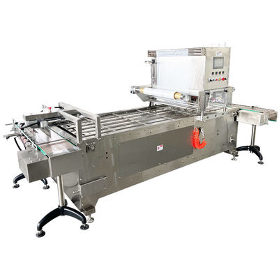 PLC Controlled MAP Tray Sealer Machine per il rivestimento a vuoto del vassoio dei frutti di mare